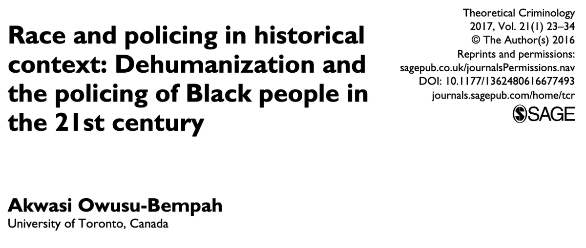 380/ "The over-policing that criminality (real and perceived) is used to justify... supports the notion that [Black people] are inherently crime-prone, and saddles many with the markers of a criminal record, thus ... hampering future economic prospects."