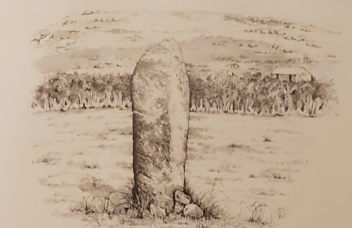 Some further detail on the missing Chapel Carn Brea Menhir mentioned above. Drawings from 'The Romance Of The Stones': Robin Payne & Rosemarie Lewsey. Thanks to  @CarolynKennett for digging these up. Seems it was destroyed in 1985.Credit: John Michell #PrehistoryOfPenwith