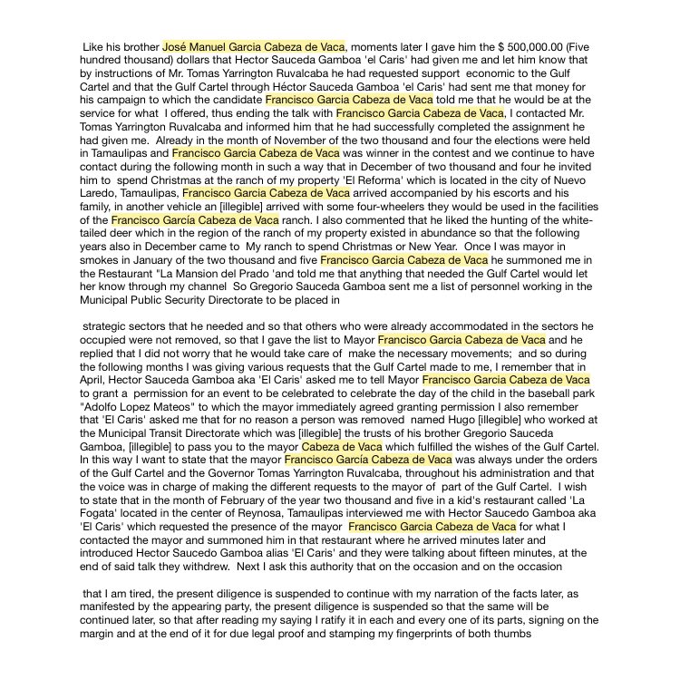 There's testimony from a protected witness in a U.S. federal case implicating the governor for corruption. Last month, the DEA circulated an unclassified bulletin about the millions of dollars in real estate the Tamaulipas governor and his family have in Texas.