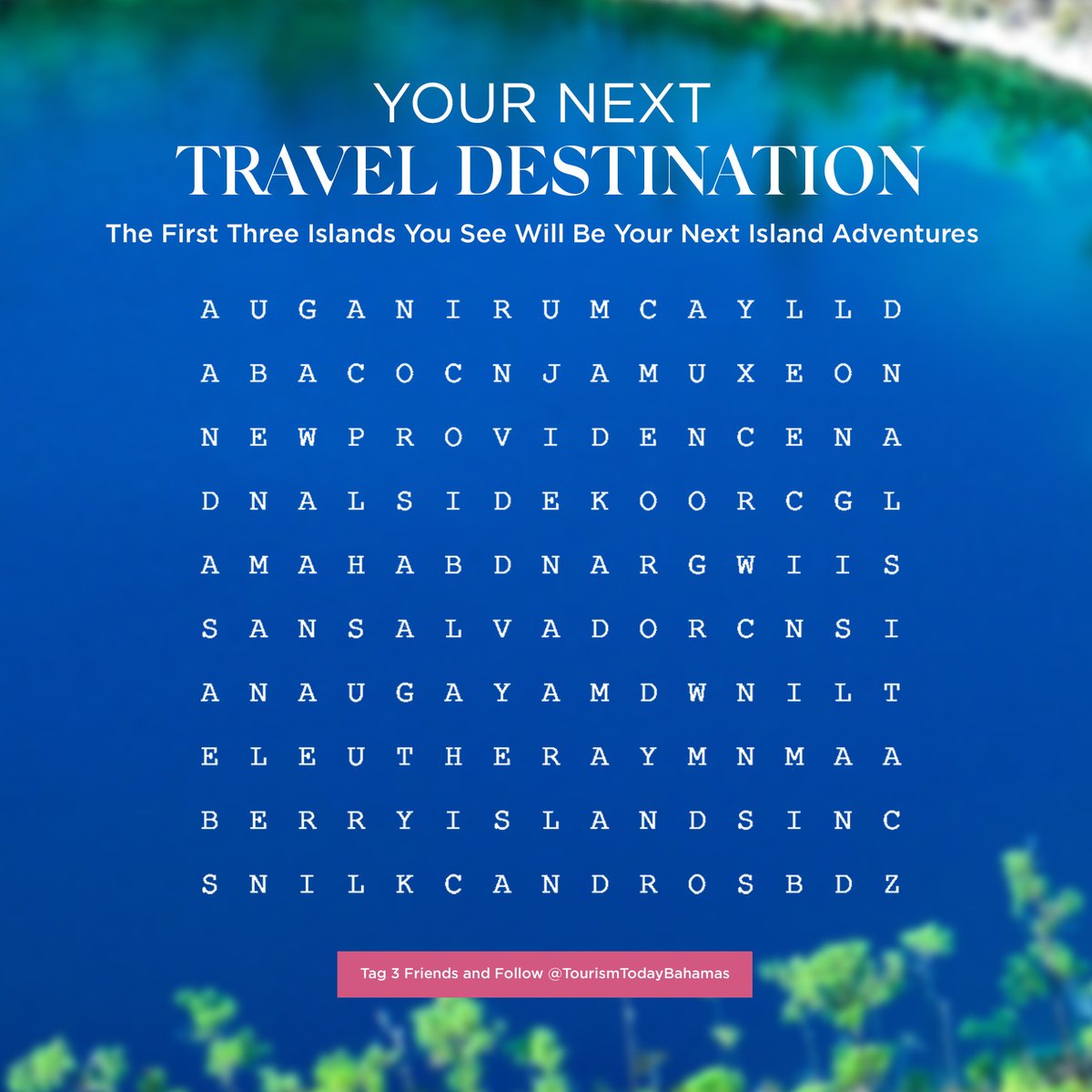 Your next #travel destination to #TheBahamas is just a flight ✈️ or boat ride 🛥️ away. The first three (3) islands you see will be your next island adventure. 

Share yours below!