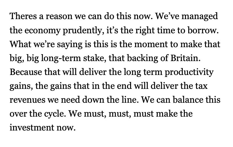 And  @borisjohnson dropped an interesting hint about phase 3 in his speech today.Investment, he says, will deliver extra productivity. This is a nice idea. And who knows, it could work. But (see chart) we've been waiting, vainly, for a productivity leap for well over a decade now