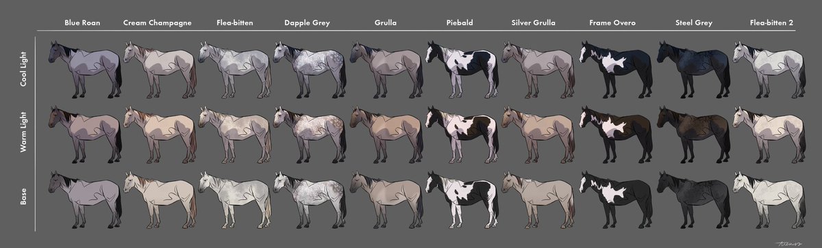 If I could go back in time and show 13 year old me one thing I had accomplished, it’d be these sheets of color and pattern variation between Jackson and Seraphite horses. Also a loaded pack saddle design and a bonus little lamb More tomorrow! 