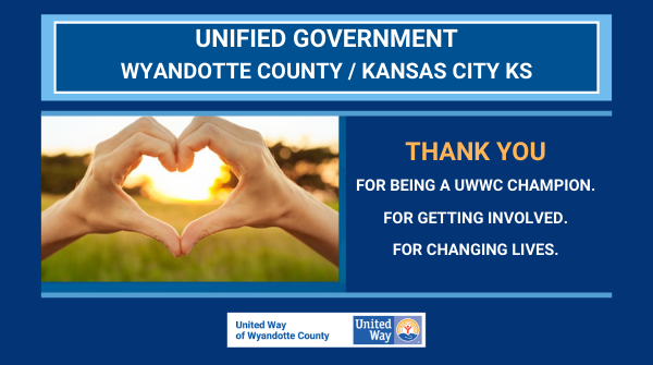 UnitedWayWyCo's tweet photo. During the 2019 United Way campaign, Unified Government Wyandotte County/Kansas City KS committed to a great cause and helped make change possible in Wyandotte County. Thank you to the many employees who made the campaign a success! Your community appreciates you. @CityofKCK https://t.co/XsIFe1JnRi