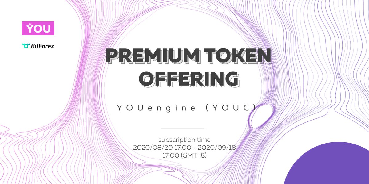 bitforexcom's tweet image. 📢🤩New premium token offering on BitForex! Meet YOUengine (YOUC)!
⠀
⚡️Subscription time: 2020/08/20 17:00 - 2020/09/18 17:00 (GMT+8)
⠀
See more at support.bitforex.com/hc/en-us/artic…

➡️Register at bit.ly/2uDhEmG
⠀
#news #YOUC #tokenoffering #bitforex #usdt #eth #YOUengine