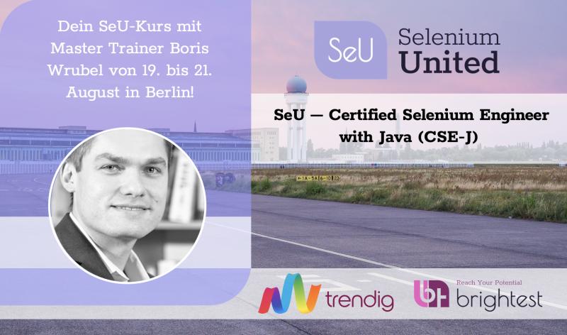 Join the next LIVE <a href="/SeleniumUnited/">Selenium United</a> #Certified #Selenium #Engineer with #Java in #Berlin, Germany with Master Trainer <a href="/BorisWrubel/">Boris Wrubel</a> via @trendigcomp.

19th - 21st of August - in #German!
Registration is open via: bit.ly/37i9j6F

#reachyourpotential with <a href="/BrightestOrg/">Brightest</a>!