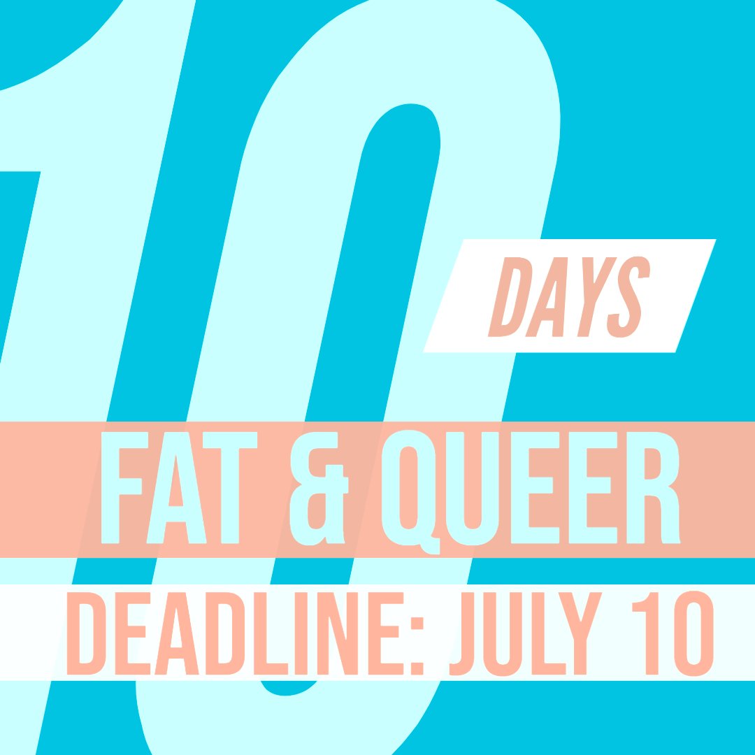 Hello fellow fats! 👋🏽 Our summer snacks of choice are your fabulous submissions! 🍿 We're looking for original work but could be persuaded to accept exceptional previously published pieces 🤸🏽‍♀️ ALSO, we're still looking to lift #FATandTRANS 🏳️‍⚧️ and #FATandQUEER BIPOC ✊🏿✊🏽✊🏾voices 🦋
