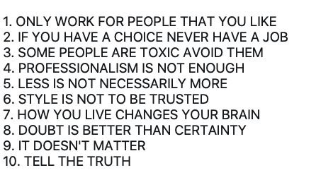 Milton Glaser's 10 rules for designers #RIP #miltonglaser

miltonglaser.com/files/Essays-1…