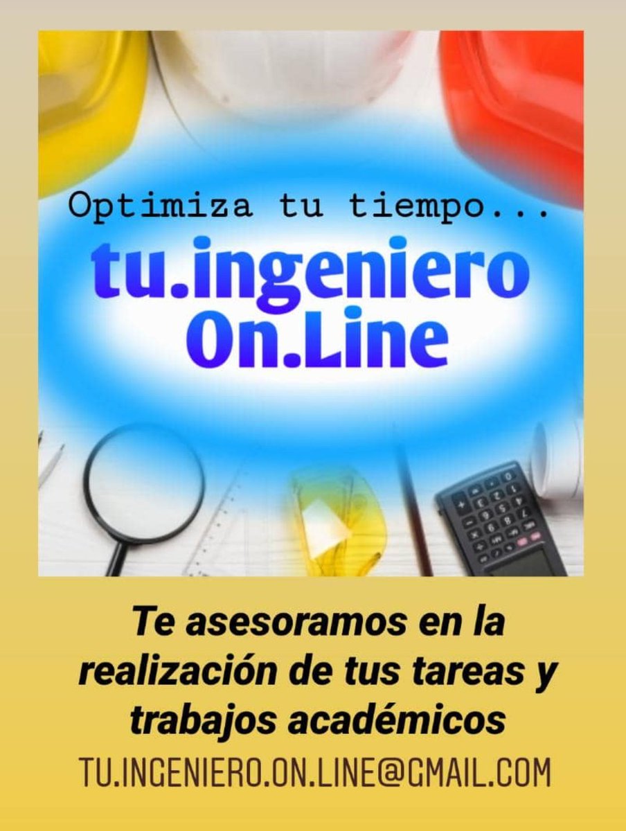 eevargascano's tweet image. #Asesorías en:
#Cálculo Diferencial e Integral
#GeometríaAnalítica y #ÁlgebraLineal
#EcuacionesDiferenciales
#MétodosNuméricos
#Probabilidades
Inferencia #Estadística
Tópicos de #InvestigaciónDeOperaciones

Contacto:
+58 424 4482368
+57 316 3392753
tu.ingeniero.on.line@gmail.com