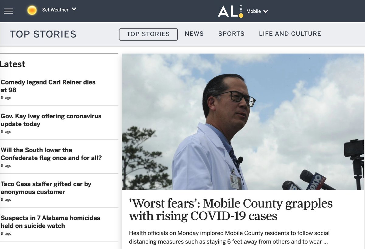 In an interview with <a href="/aldotcom/">AL.com</a>, Michael Chang, MD, chief medical officer for USA Health, said wearing a face covering is 1 of 3 steps he’s urging the public to take to stop the spread of COVID-19. The others: standing 6-feet apart &amp; frequent hand washing. bit.ly/3gbVmud