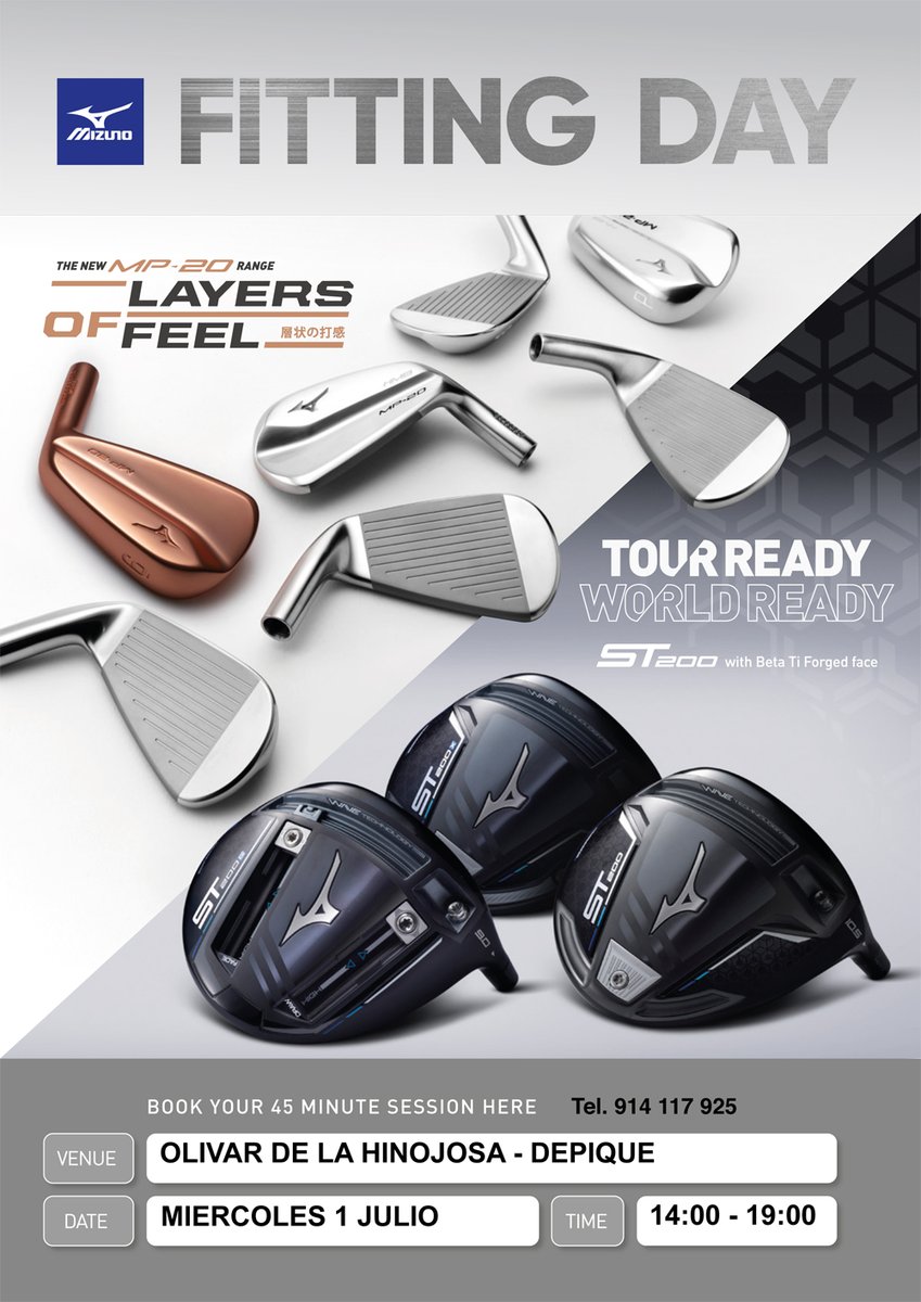MyGolfWay's tweet photo. Regresan los Fitting Days de MIZUNO GOLF 2020 con todo lo nuevo de la marca japonesa en Madrid, Barcelona y Girona. Mañana 1-Julio en @GolfOlivar Hinojosa (Madrid). Consulta todo el calendario desde nuestro post y reserva tu fitting más cercano 🤩⛳️👇 https://t.co/ObdOks8TZC https://t.co/JUaRTRSBR3