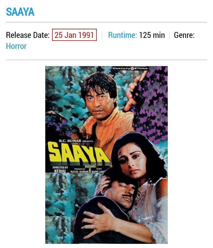 AritraGhosh16's tweet photo. #Saaya Release Date Changed by @Box_Off_India from 1st Feb, 1991 to 25th Jan, 1991.
So, #Saaya also clashed with #Saugandh , #PatharKeInsan , &amp;, #Deewane .
Not aware though, as to who won the clash between #Saugandh &amp; #Saaya !!! https://t.co/wBFxC6mTjp
