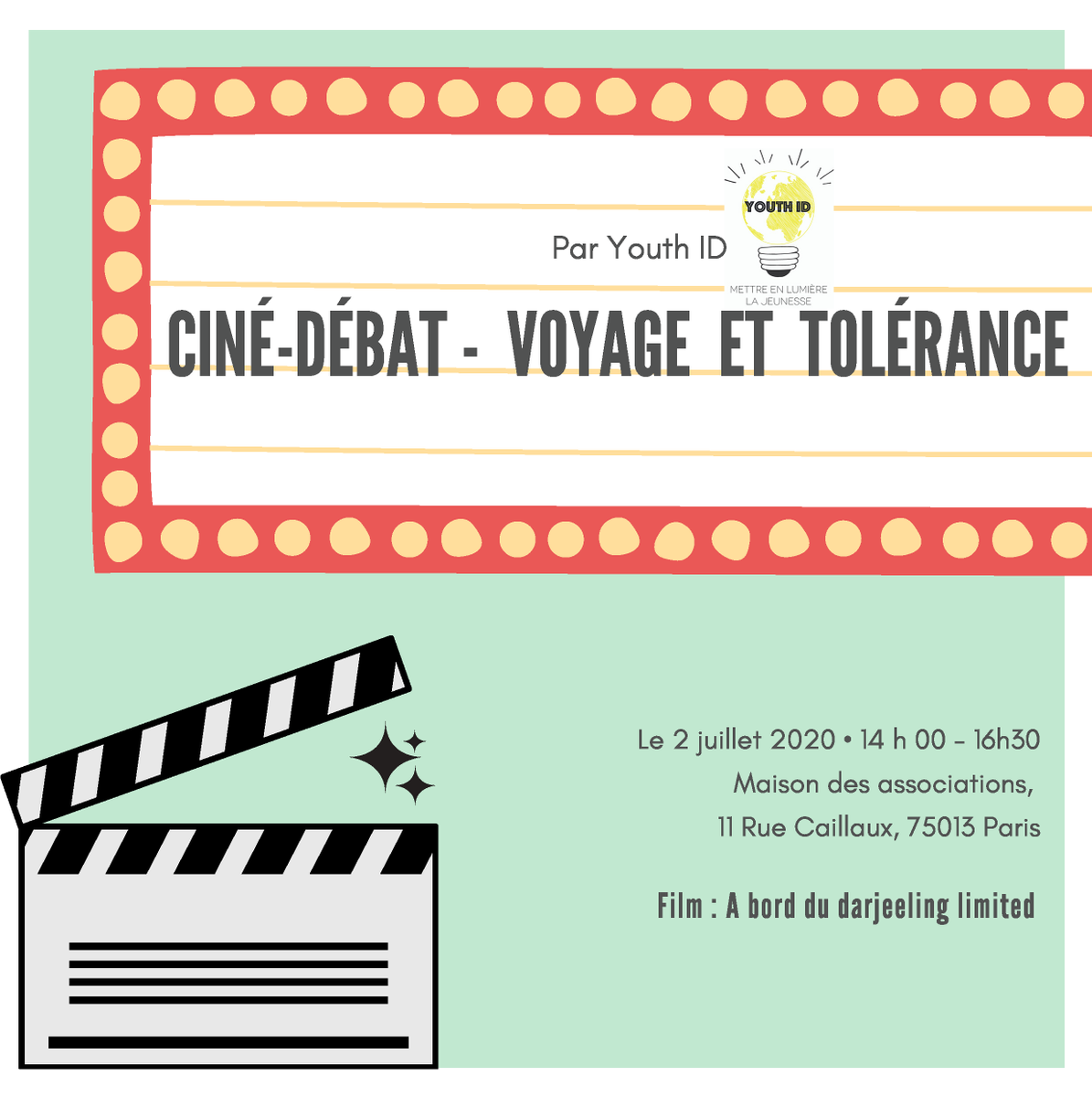Ce jeudi, on se donne rendez vous pour une séance de cinéma suivit d'un débat sur le thème du voyage avec le film A Bord du Darjeeling Limited de Wes Anderson.

Réservez dès maintenant, c'est gratuit ! Plus que 5 places disponibles.