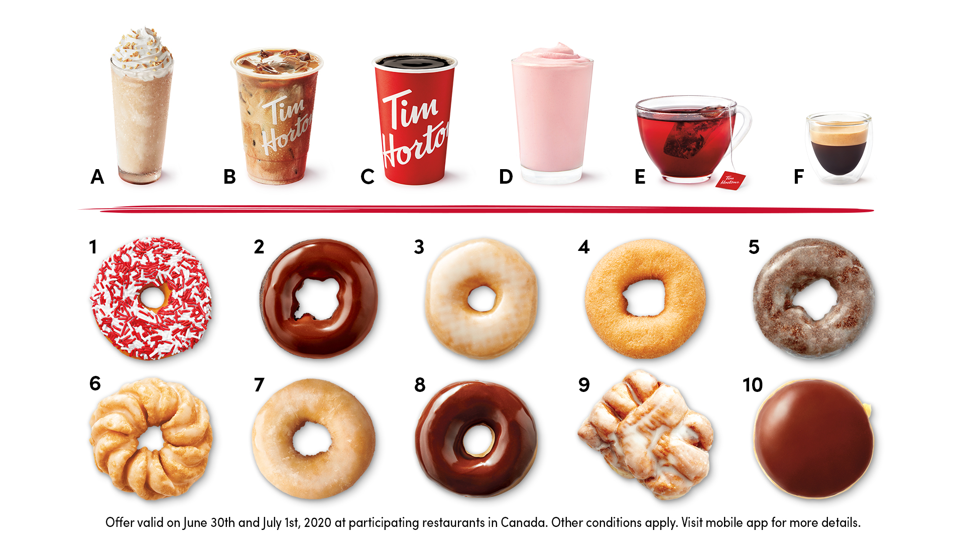 Tim Hortons on X: Today and tomorrow, we're giving out a free donut with  every mobile order that includes a drink! Reply with your favourite pair.  If you can't decide, tag us