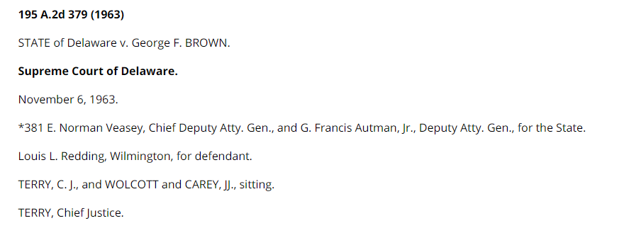 In 1963, Rev. George F. Brown was arrested for trespassing while trying to integrate the Deer Park Tavern in Newark. His case went to the Delaware Supreme Court.