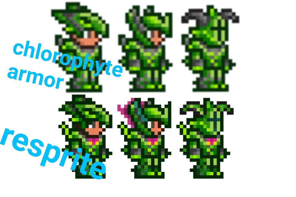 R Terraria Respriting Items Day 2 Chlorophyte Armor I Tried To Make It Seem More Alive T Co Msrhczhuko