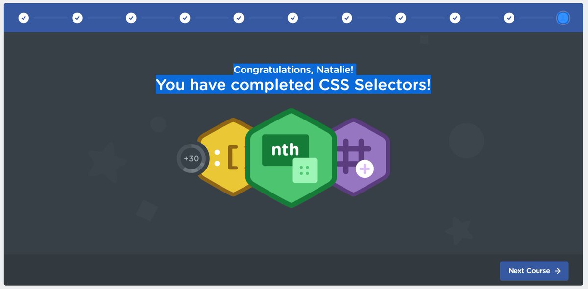 nataliecoder's tweet image. Day 15 and 16 of #100DaysOfCode (slight catch up session today!) Finished the @treehouse section on CSS selectors, nth child etc. Starting Javascript tomorrow...😬