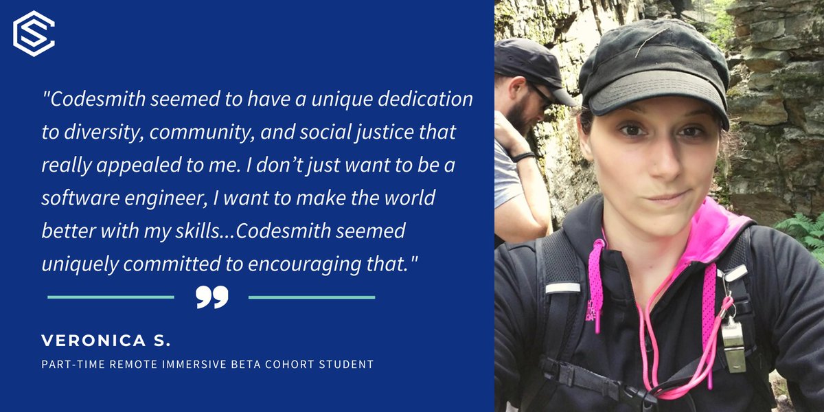codesmith_'s tweet photo. Meet Veronica, our Part-Time Remote #SoftwareEngineering Immersive student! She shares her background before the program, experience of studying in a part-time remote setting &amp; her perspective on making the #tech industry more inclusive for all. Read now-> https://t.co/PmYezkEZf7 https://t.co/AUrRRl8jC8