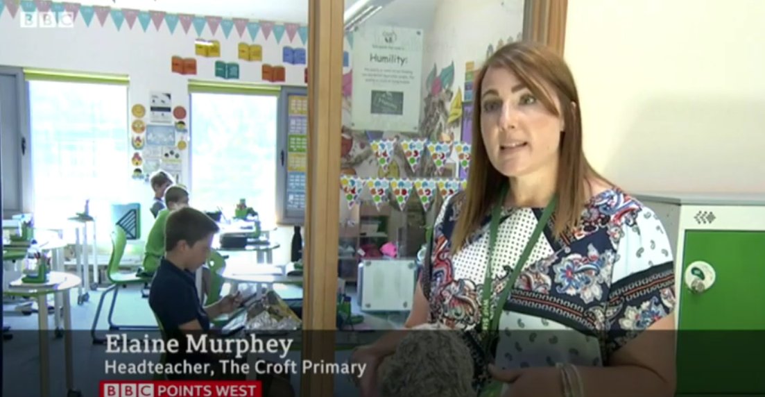 TheCroftPrimary's tweet photo. Earlier this week, our wonderful school was featured on BBC Points West. During the segment, Principal Elaine Murphy, and some of our pupils spoke to reporters. Click here to watch the clip! https://t.co/c5eR23Kwyf https://t.co/q0dn7cUMxY