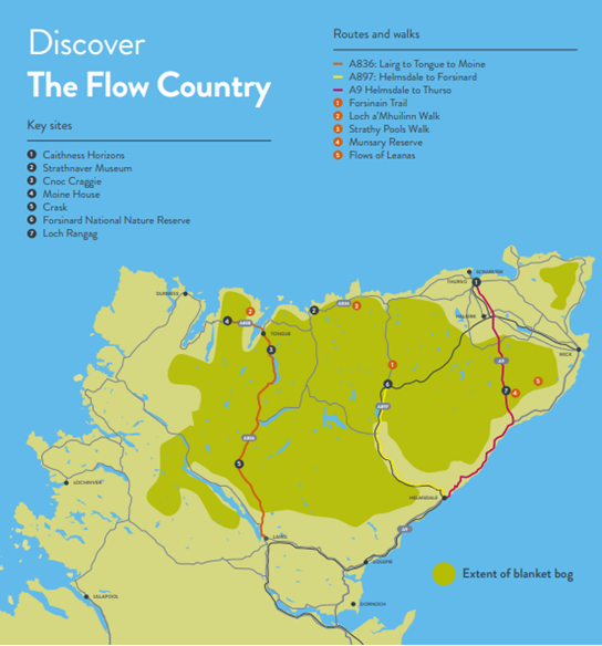 Pretty much no one has ever attempted to make a map of the 'Flow Country'. It's always a map of the peatlands of Caithness and Sutherland, of which the Flow Country is half. You will see maps like this banded about.