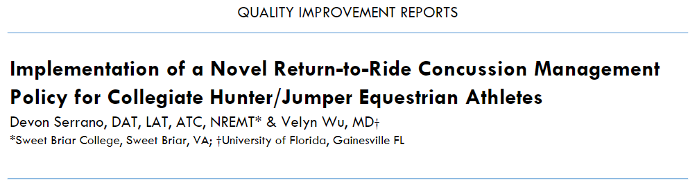 ClinATJournal's tweet image. Our 3rd article highlight for #Summer2020 is from @_devonserrano sharing a CQI project to improve return to activity protocols after a sport related concussion for a equestrian athletes

🔹 clinat.indstate.edu/index.php/clin…