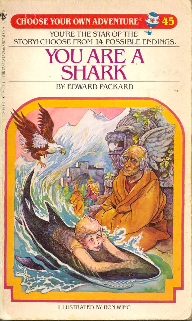 Choose Your Own Adventure books covered a wide range of genres and had some very clever ideas thrown in as well: for example You Are A Shark is a gamebook based on reincarnation.