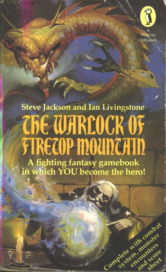 Another hugely important gamebooks line launched in 1982: The Warlock of Firetop Mountain by Steve Jackson and Ian Livingstone kicked off the Fighting Fantasy series, which blended role-playing game mechanics and branching plot storylines.Oh the Maze of Zagor...