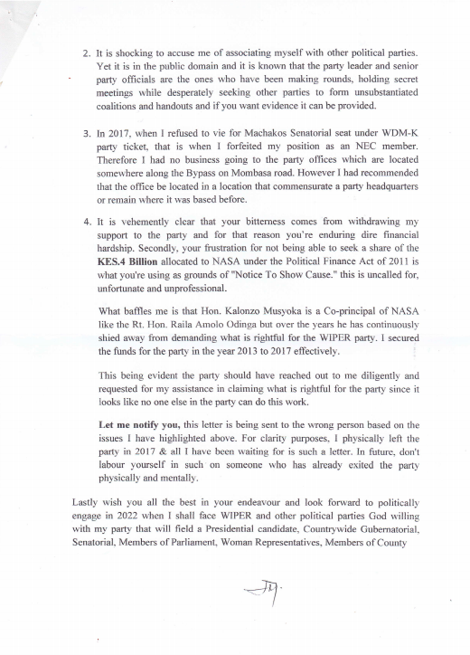 nduyamuthama's tweet photo. Fellow Compatriot,

Please find my attached response to Wiper Democratic Movement- Kenya. I have wished them well and notified them that come 2022, My party will be fielding candidates in all (President to MCA) elective seats. 

Aluta continua https://t.co/dEYS4c7lvZ
