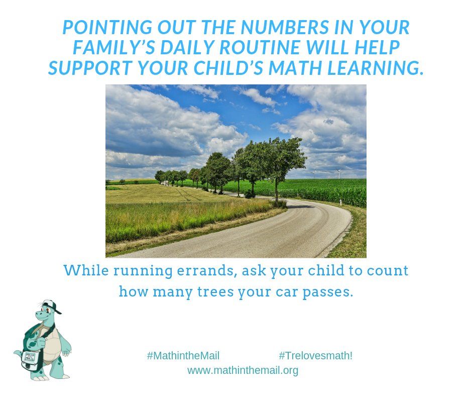 EarlyMathEDC's tweet photo. DYK: Pointing out the numbers in your family's daily routines will help support your child's math learning! #MathintheMail https://t.co/XBFiJvdM15 #makeitmath #ece #earlymath https://t.co/4rYbgnKI52
