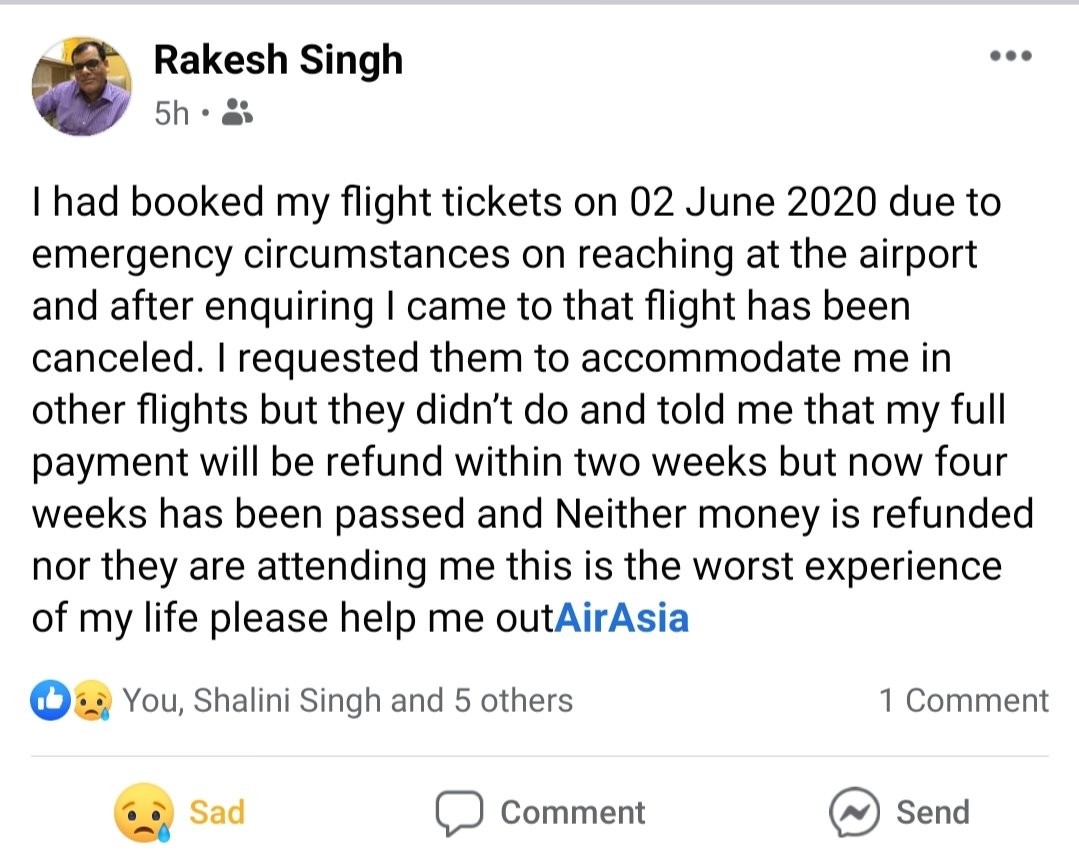 ujjain_simran's tweet photo. My father is struggling with the refund you treat your customers like shit is that what you do AirAsia?
This is not how it works we need and answer and the refund aswell.🤷😤
#airasiajawabdo #AIRASIAINDIA @HardeepSPuri #DGCA https://t.co/ptHgfG4p5Y