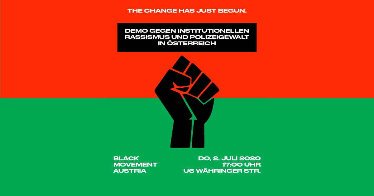 BLMVienna's tweet photo. Zusammen mit @blackmovementat gehen wir wieder auf die Straße und präsentieren lautstark unsere Forderungen! 
Treffpunkt: U6 Währinger Straße

Be there and be part of the movement! https://t.co/Y1X8neeJ9I