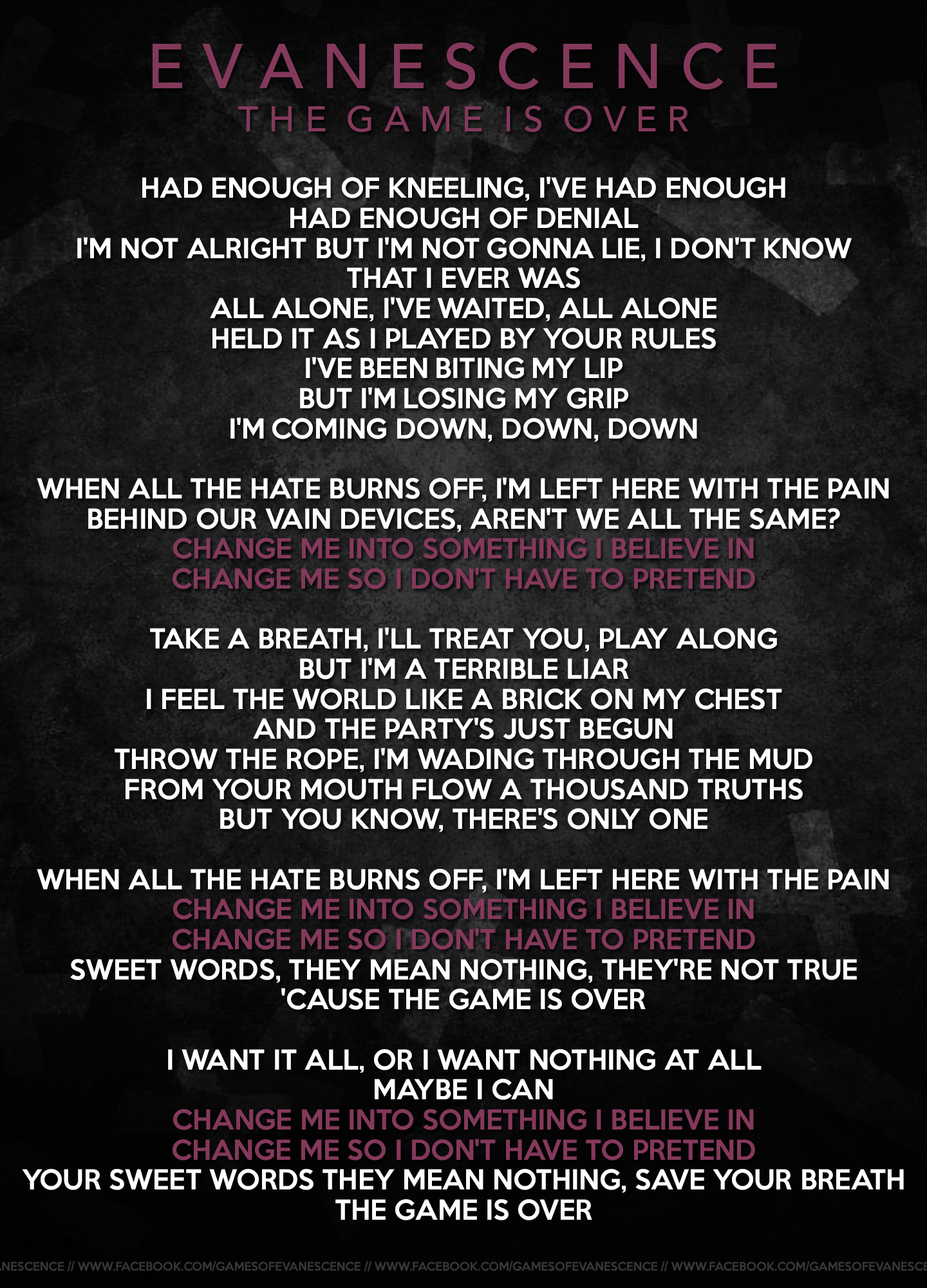Games Of Evanescence Tgio Lyrics Of Thegameisover Get Ready For The Worldwide Release Tomorrow Evanescence