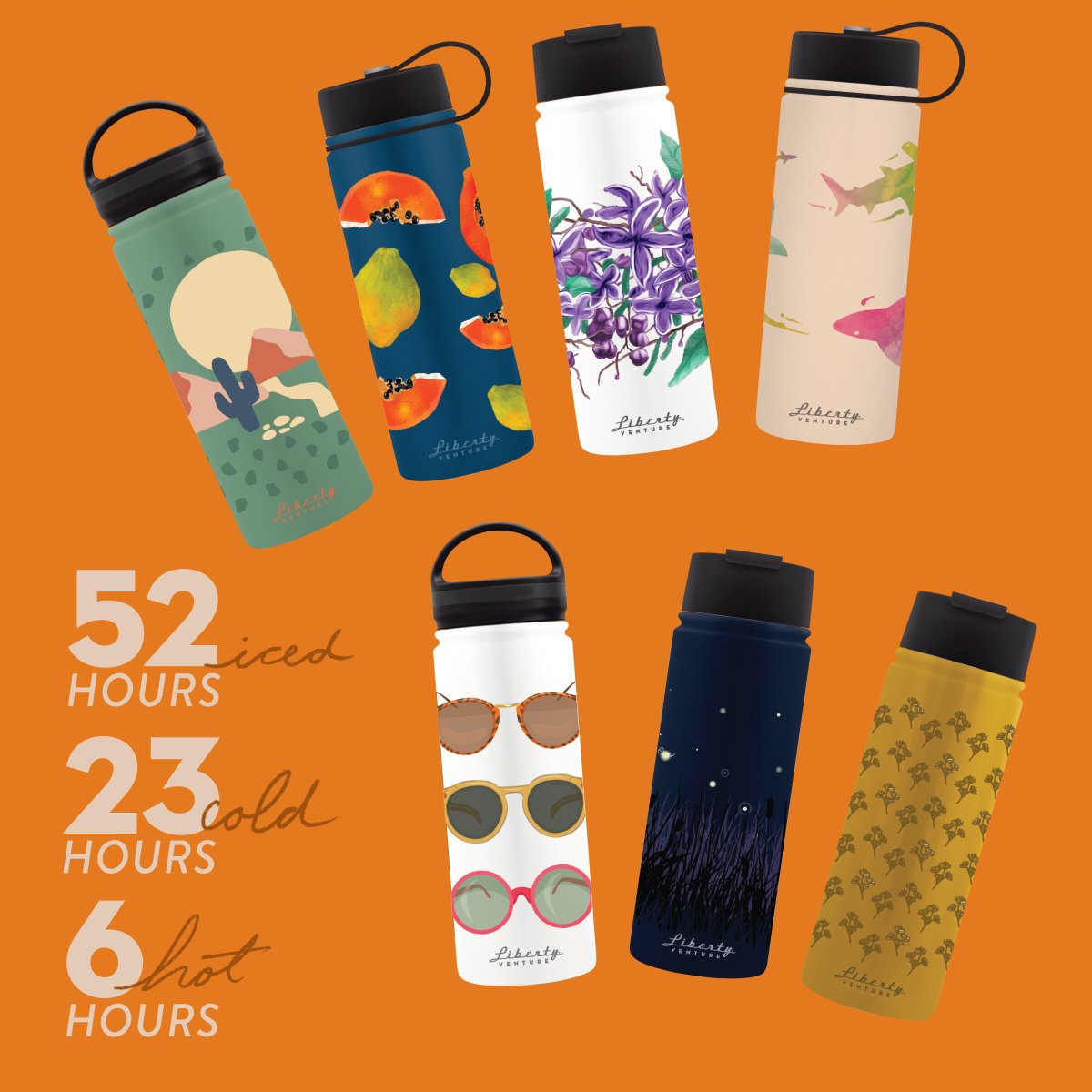 Our summer, double-walled insulated bottles are perfect for keeping your drinks hot, cold &amp; iced during your next outdoor adventure ⛺️