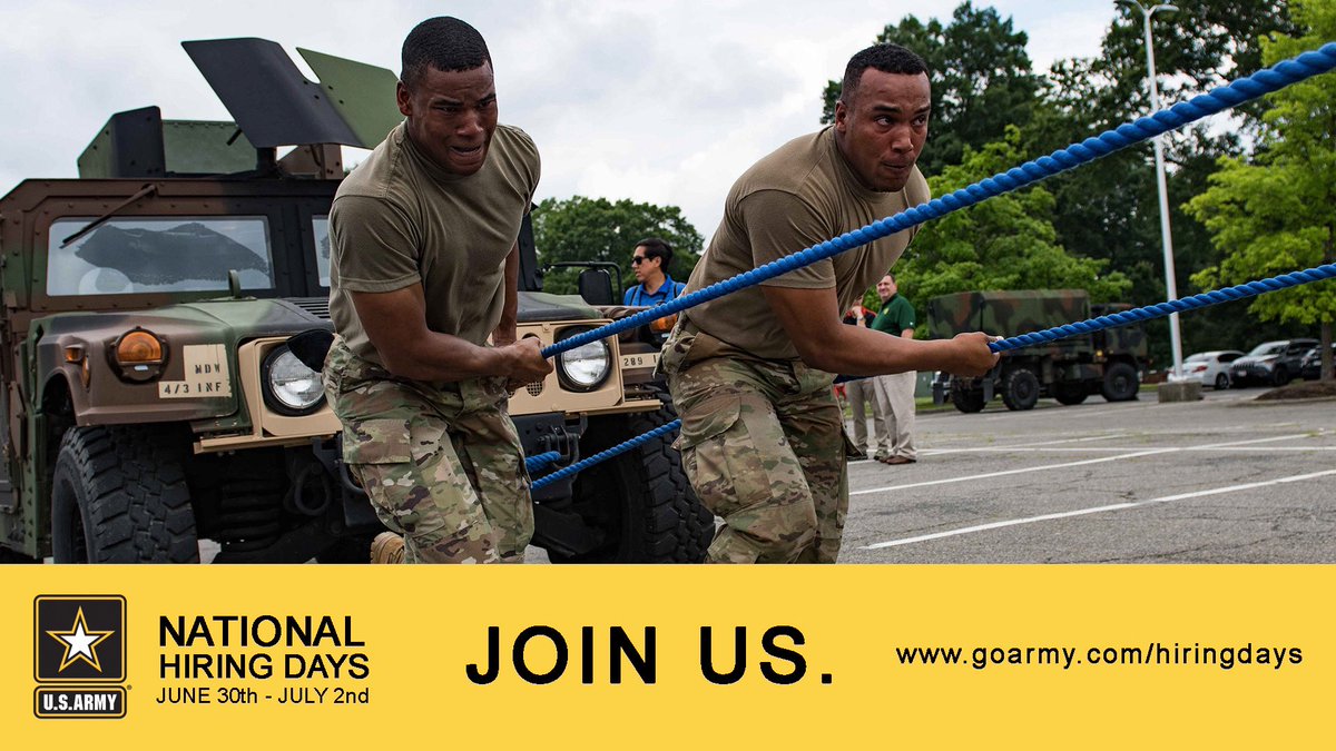 USAREC_CG's tweet image. Three whole days of #puttineminboots! Join our #ArmyTeam and earn up to $2k in additional bonuses during our first-ever nationwide virtual #ArmyHiringDays. You don't want to miss this!