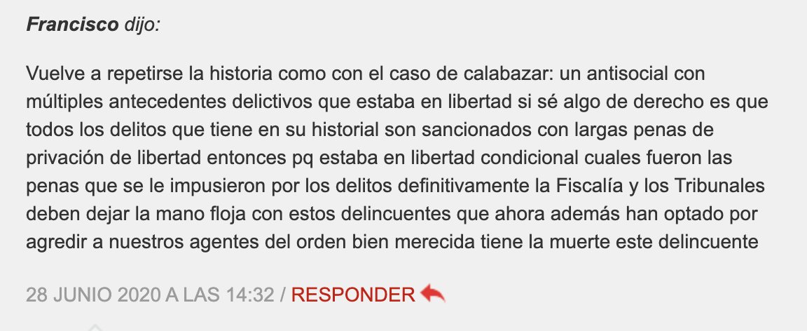 In case of Hansel Ernesto Hernández, we see a recycling of these discourses, which justify his shooting by reference to his "delincuencia," "marginalidad," his "antisocial" record—all words that can conjure associations w race.