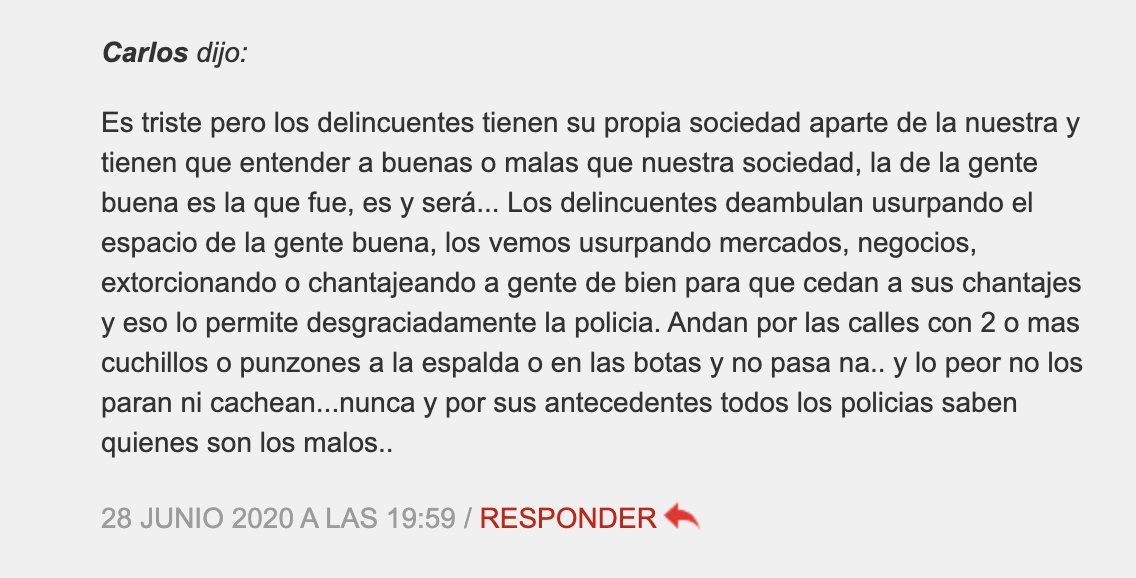 In case of Hansel Ernesto Hernández, we see a recycling of these discourses, which justify his shooting by reference to his "delincuencia," "marginalidad," his "antisocial" record—all words that can conjure associations w race.