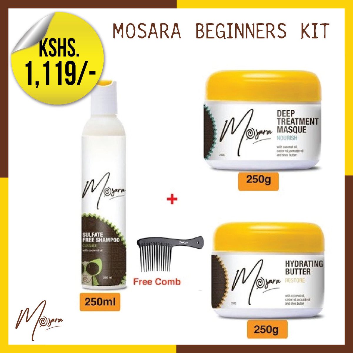 mosarakenya's tweet photo. Introducing the Mosara Beginner’s Kit! Well thought and put together based on the need! And guess what; we are always here for all your questions! We are in this together😍

#jumia 
#mymosara 
#naturalhair 
#mosarakenya 
#discovermoisture 
#naturalhairproducts https://t.co/ikHp9F2nsU