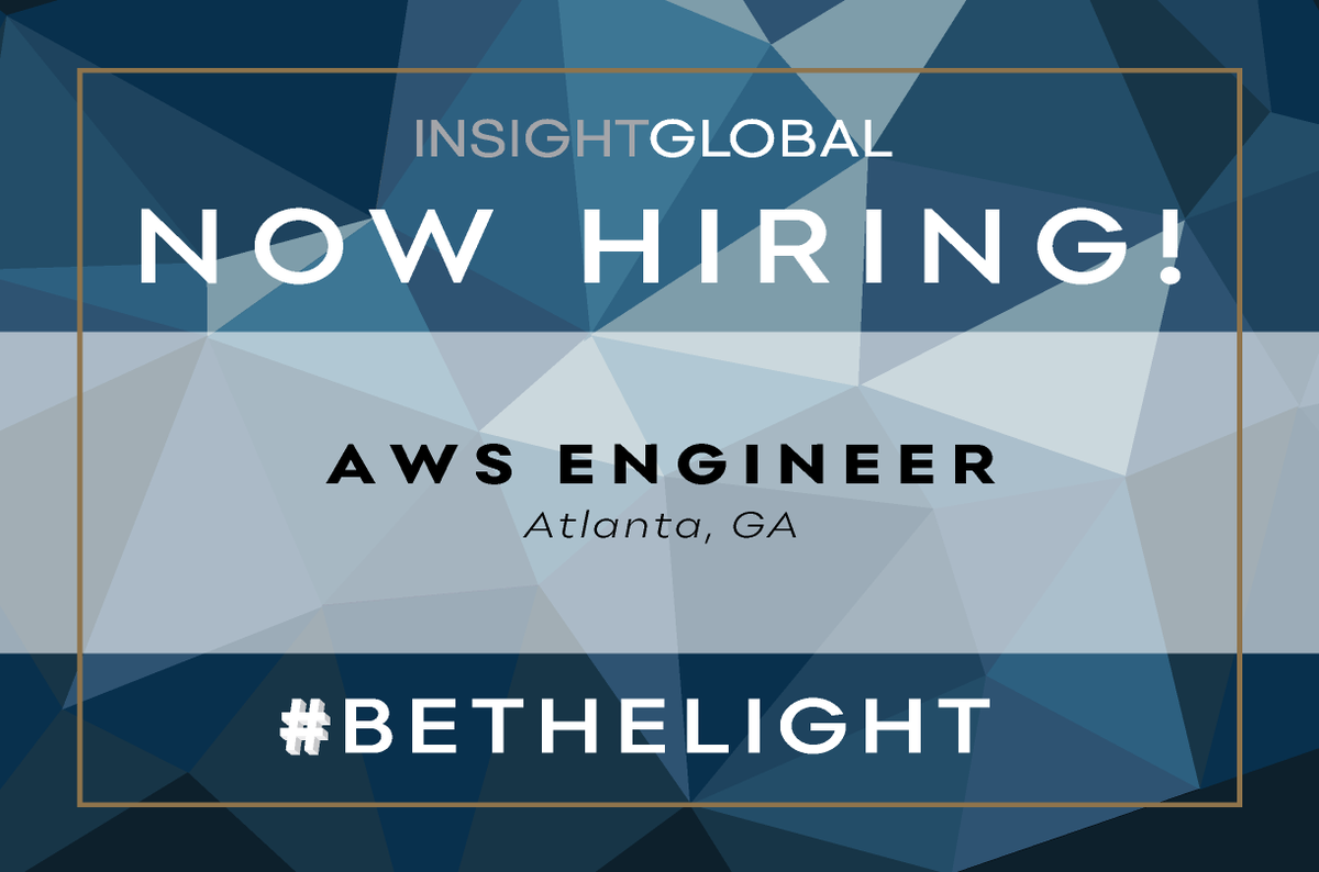 insightglobal's tweet photo. #NowHiring for an AWS Engineer in Atlanta, GA!
Apply directly here: https://t.co/P8e8Nf1ozQ
#TechnicalProduction #WebApplications #CloudOperations #Provisioning #MatrixManagement #Security #Compliance #AWS #QueryWriting #Reliability #Troubleshooting #JobSearch #Atlanta https://t.co/eGz0JRoxvK