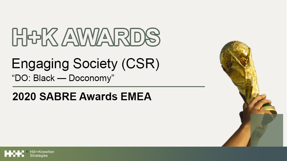 H+K is excited about our Engaging Society (CSR) win for our work with <a href="/doconomy/">Doconomy</a> and <a href="/RBKcom/">RBK Com</a> at the 2020 SABRE EMEA Awards! #HKproud <a href="/Provoke_News/">PRovoke Media</a>