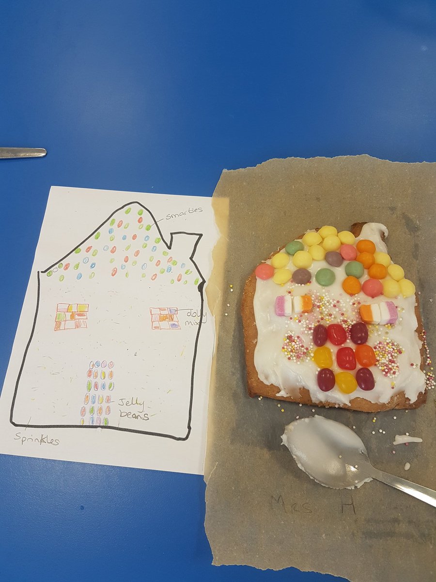 Purplelamp4's tweet photo. Team Starfish (Bubble 3) designed and made their own gingerbread houses after reading Hansel and Gretel. They tried really hard to make their real house look like their design. Well done Starfish 😀. https://t.co/eDuHj11yRh