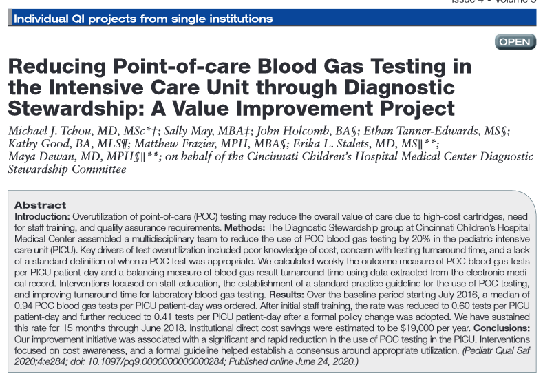 Mike Tchou (@tchoumd) on Twitter photo So great to have worked with <a href="/CincyChildrens/">Cincinnati Children's</a> Diagnostic Stewardship on this value improvement project as a @CincyPHMFellows. While POC testing is vital in time-critical situations, too often the perceived ease of POC testing can lead to scope creep. #PedsICU #valueimprovement So great to have worked with <a href="/CincyChildrens/">Cincinnati Children's</a> Diagnostic Stewardship on this value improvement project as a @CincyPHMFellows. While POC testing is vital in time-critical situations, too often the perceived ease of POC testing can lead to scope creep. #PedsICU #valueimprovement