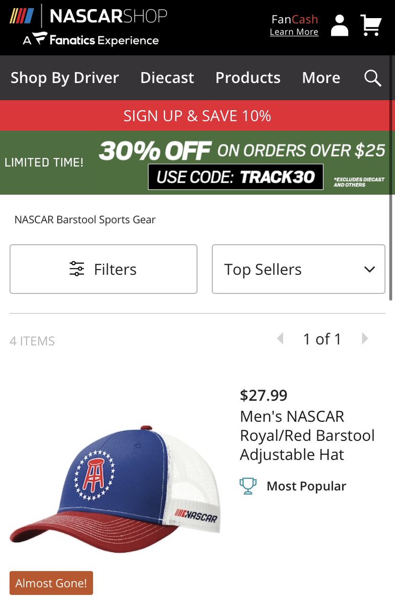  @NASCAR sells  #BarstoolSports co-branded clothing on its official website.