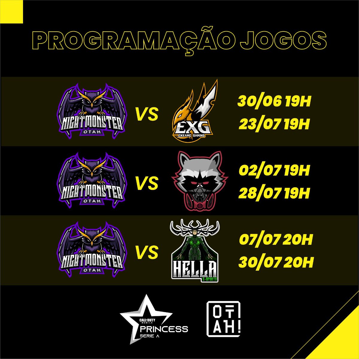 vkg_esports1's tweet image. A equipe de CoD: Mobile Feminina da OTAH! entrará em campo hoje pela #PrincessSerieA da @FullLevelOrg ... E já começamos com um jogão:
OTAH N1ghtmonster x Enxame Gaming

Vem com a OTAH!

#GoOTAH #GoN1