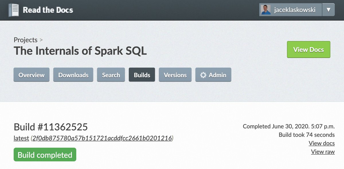 jaceklaskowski's tweet image. Another day with #mkdocs + #readthedocs and I really enjoy every minute! ❤️ Can&apos;t wait till I&apos;m done with the migration and start writing 😎