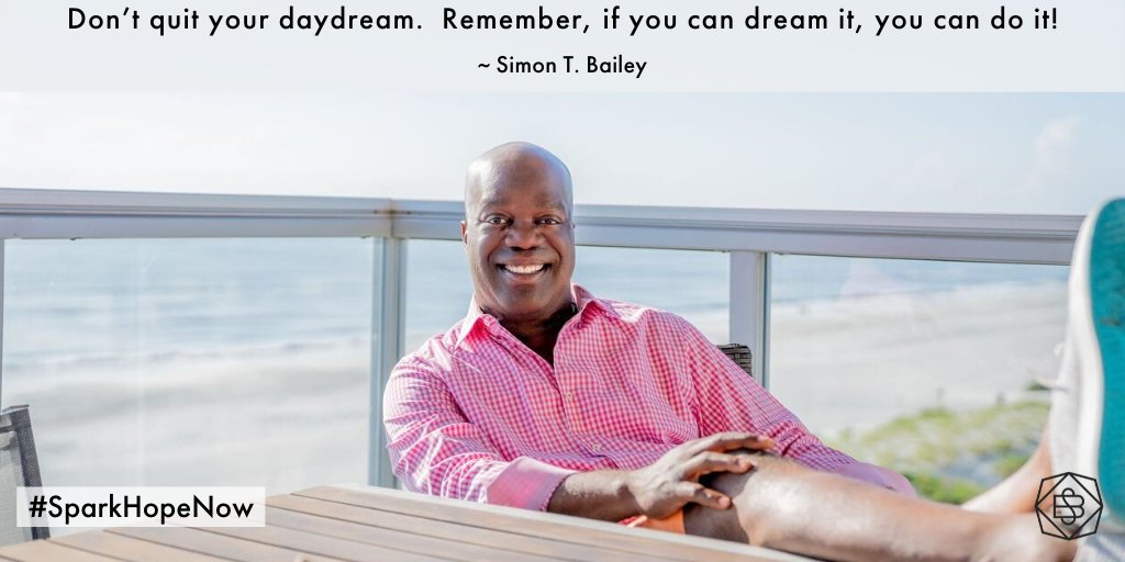 SimonTBailey's tweet photo. Today, allow yourself to daydream.  In your mind, the only limitations are the ones you have imposed upon yourself.  I believe in you, and your daydreams!

#DailySpark #sparkhopenow #daydream #skyisthelimit #quote https://t.co/eTd8eM06cU