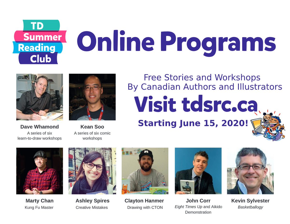 TDSRC_CLETD's tweet photo. Need more great reasons to join the TD Summer Reading Club? We celebrate Canadian authors, illustrators and stories!
Check out our free online workshops featuring some amazing Canadian children’s authors and illustrators. 
➡️Watch here: https://t.co/toRuHQu5XX #TDSRC https://t.co/kfgEuD1pSf