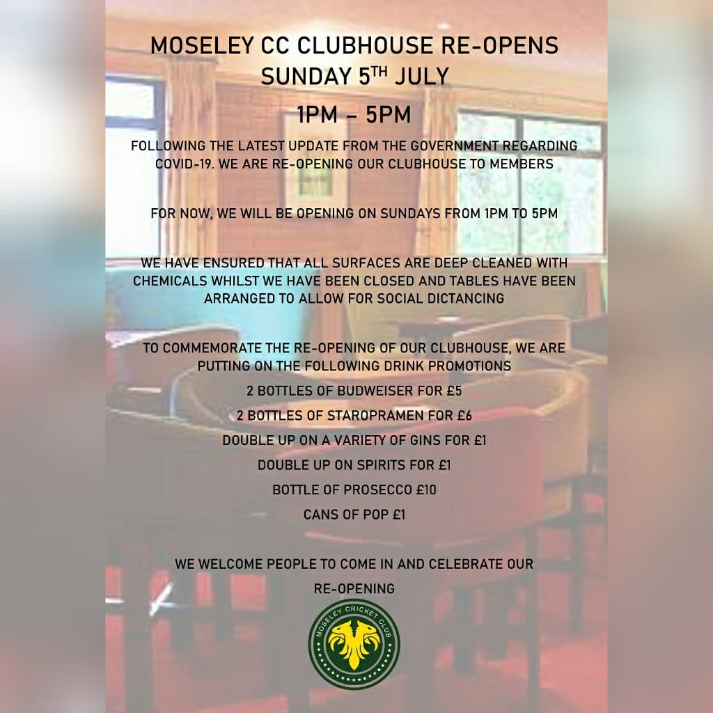 MoseleyCC's tweet photo. Important Announcement!!
#beer #wine #prosecco #gin #drinkspromotions https://t.co/1FEBFEAm5O