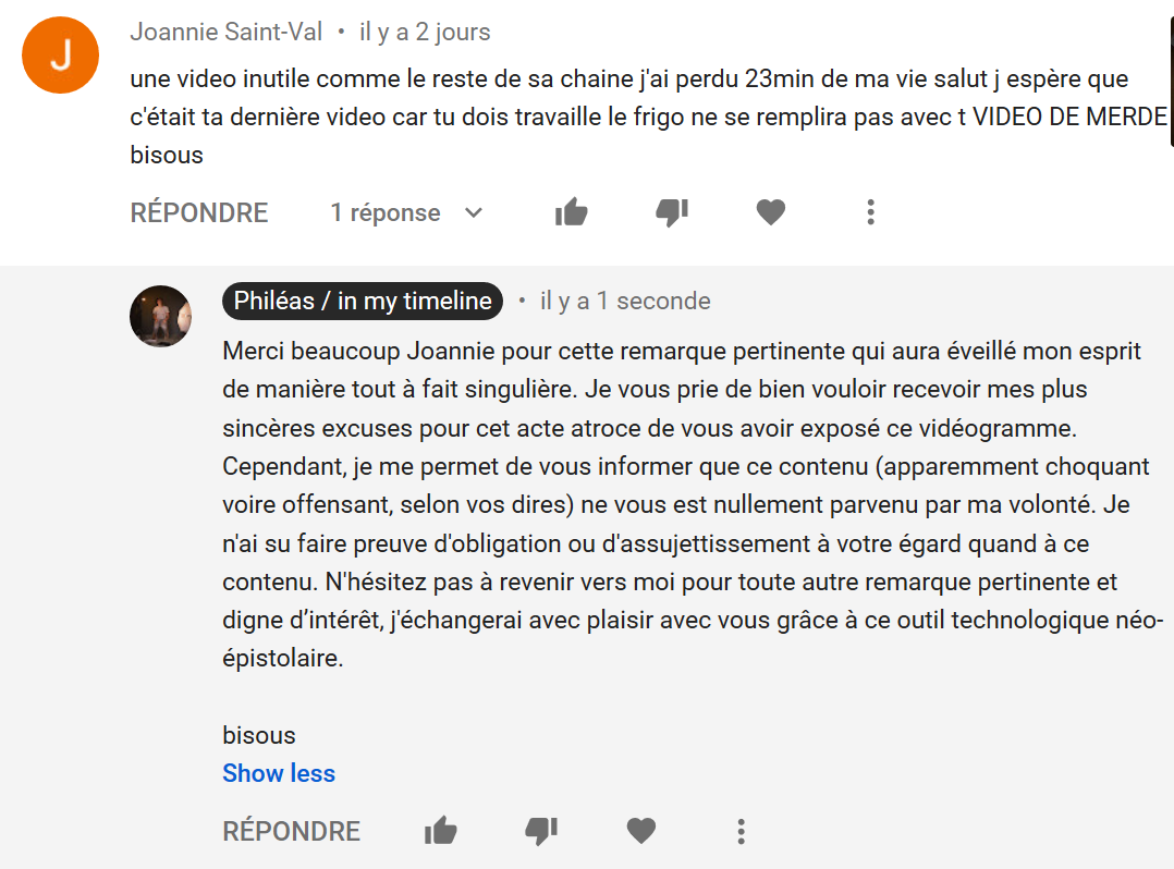 phileas_imt's tweet image. Mon dieu ça faisait trop longtemps que je n&apos;étais pas allé sur mes commentaires YouTube. C&apos;est quand même beau de pouvoir avoir des échanges instructifs avec son public.