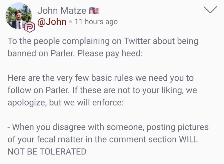 DAY 1252D1: Conservatives are getting fed up with being reported on Twitter, so they’re migrating to ParlerD2: Good riddanceD1: Just imagine - a forum consisting of nothing but supporters of the Poop-Flinging Monkey. What do you suppose THAT’S like?D2: I can only guess