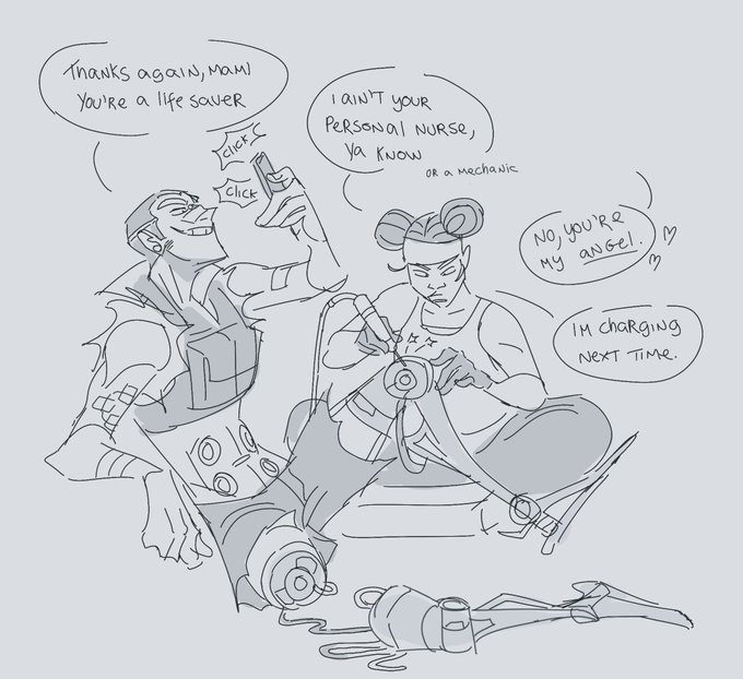 found this octane and ajay from a couple weeks? months? ago 

i want more nutjob athlete/tired medic dynamics 