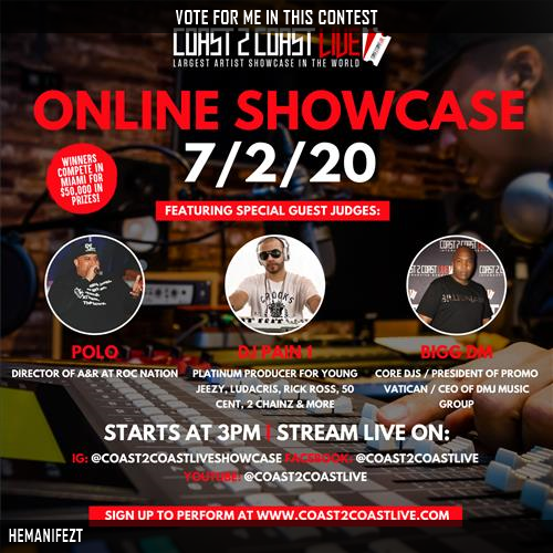 Vote for me to perform for  $50,000 in Prizes!  at #7/2 | Judges: Platinum Producer | Radio DJ | A&amp;R at Roc Nation! c2c.fm/z8TQe7 #Coast2Coast
